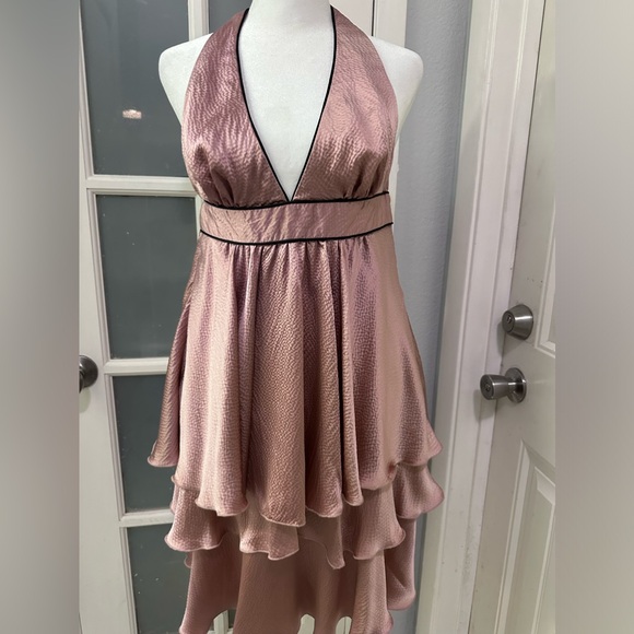 Corey Lynn Calter Dresses & Skirts - Corey Lynn Calter 100% Silk Textured Flutter Layered Cocktail Halter Dress SZ 6